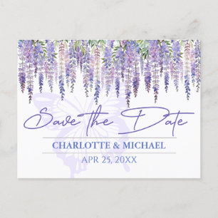 Wisteria Spring Garden Wedding Save the Date Postcard