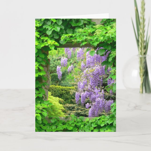 WISTERIA THROUGH IVY COVERED OPEN WINDOW" CARD (Front)
