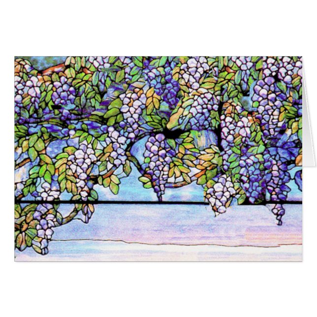 Wisteria Tiffany Stained Glass Card (Front Horizontal)