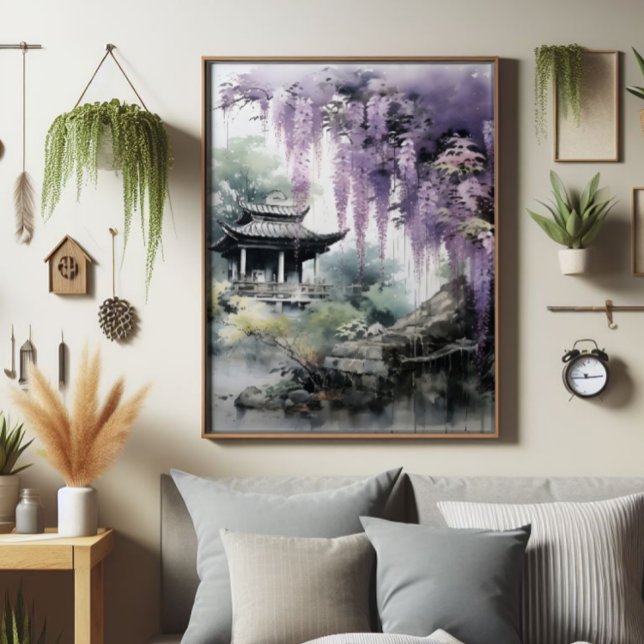 Wisteria Tree and Asian Temple Photo Print (Creator Uploaded)