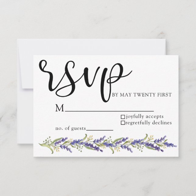 Wisteria tree watercolor purple Wedding RSVP (Front)