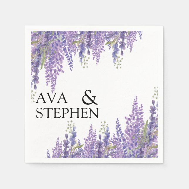 Wisteria Tree Wedding Names Napkin (Front)
