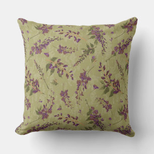 Wisteria Vine Floral Throw Pillow