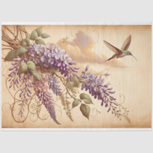 Wisteria Vine Purple Flowers Hummingbird Decoupage Tissue Paper