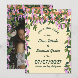 Wisteria Vines Floral Custom Photo Wedding Save The Date