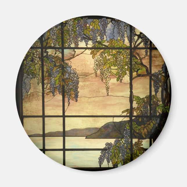 Wisteria vines in stained glass magnet (Front)