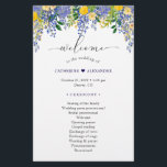 Wisteria Watercolor Floral Wedding Program<br><div class="desc">An easy-to-customise Floral Wedding program paper sheet design featuring watercolor blue purple wisteria and yellow flowers and a big "welcome" in an elegant script, a beautiful wedding program for you to personalise. For further customisation, please click the "customise further" link and use our design tool to modify this template. See...</div>