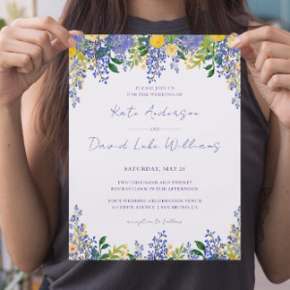 Wisteria Watercolor Lavender Blue Floral Wedding Invitation