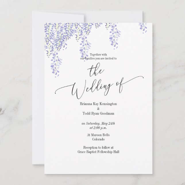 Wisteria Wedding Invitation (Front)