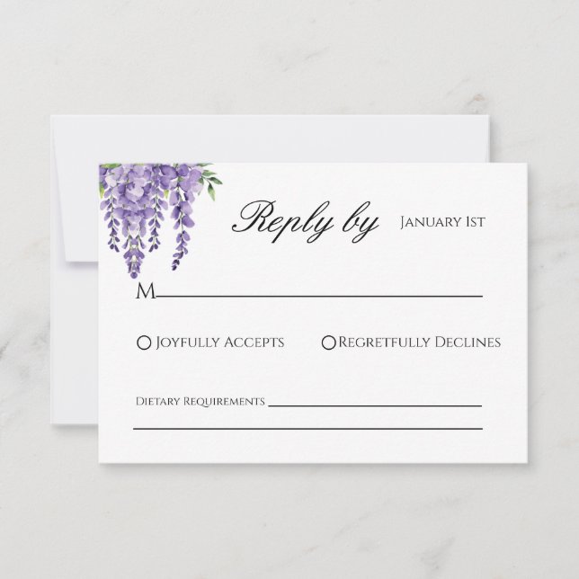 Wisteria Wedding RSVP Card (Front)