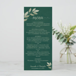 Wistful Leaves Emerald & Sage Green Wedding Menu