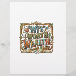 Wit Worth Wealth – Clever Quote Typography Custom Letterhead