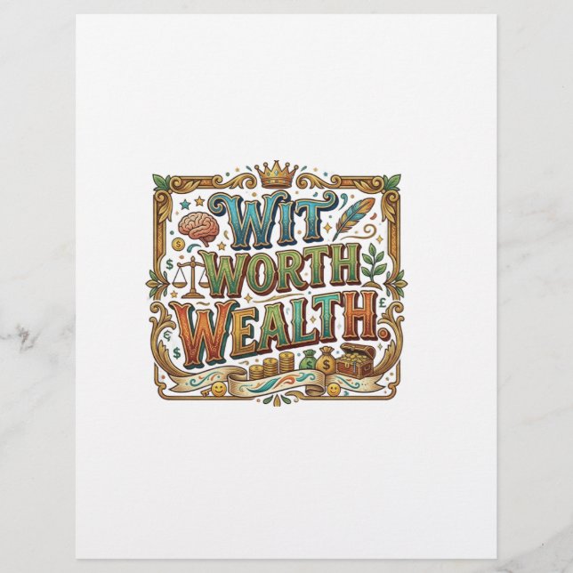 Wit Worth Wealth – Clever Quote Typography Custom Letterhead (Front)