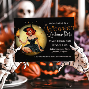 Witch Adult Moon Halloween Party Invitation