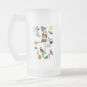 Witch An Art Frosted Glass Beer Mug