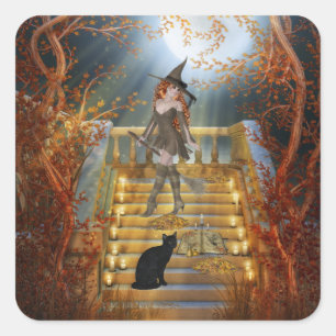 Witch an Spell Book Square Sticker