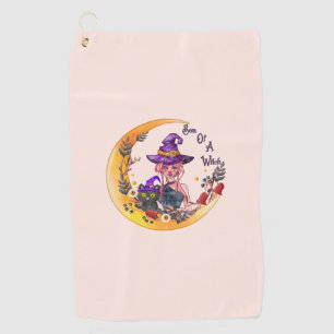 Witch and Black Cat Golf Towel