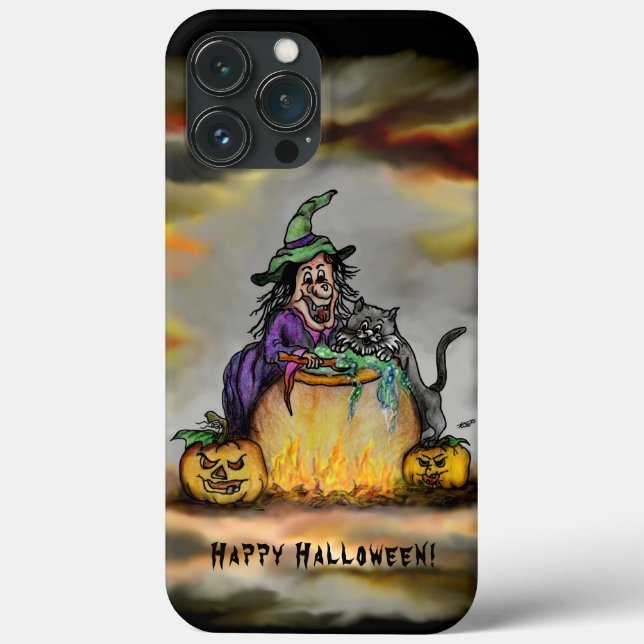 Witch and black Cat, Happy Halloween! Case-Mate iPhone Case (Back)