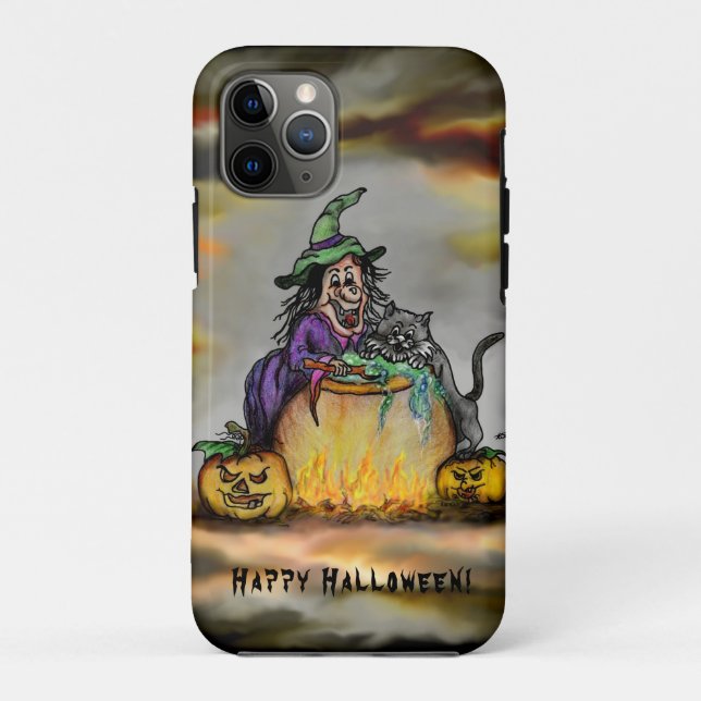 Witch and black Cat, Happy Halloween! Case-Mate iPhone Case (Back)