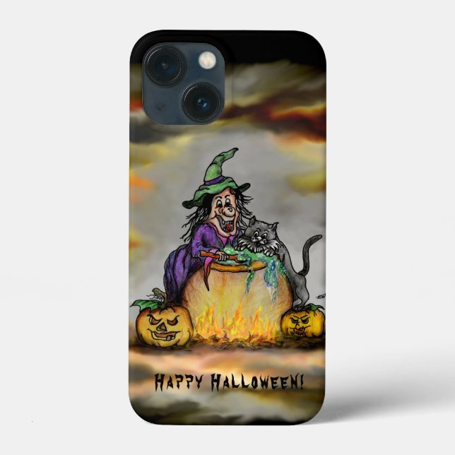 Witch and black Cat, Happy Halloween! Case-Mate iPhone Case (Back)