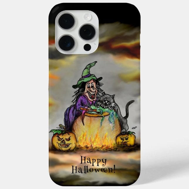 Witch and black Cat, Happy Halloween! Case-Mate iPhone Case (Back)