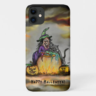 Witch and black Cat, Happy Halloween! iPhone 11 Case