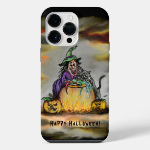 Witch and black Cat, Happy Halloween! iPhone 14 Pro Max Case
