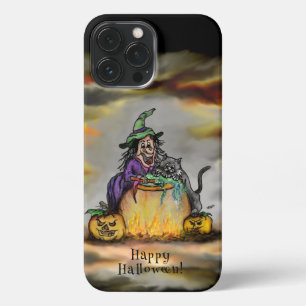 Witch and black Cat, Happy Halloween! iPhone 13 Pro Max Case