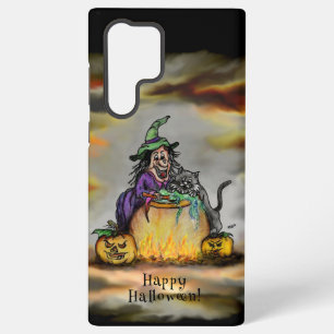 Witch and black Cat, Happy Halloween! Samsung Galaxy Case