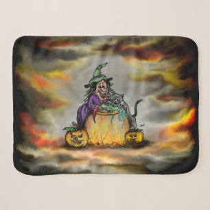 Witch and black Cat, Happy Halloween! Sherpa Blanket