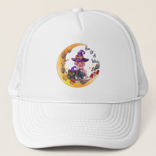 Witch and Black Cat Trucker Hat