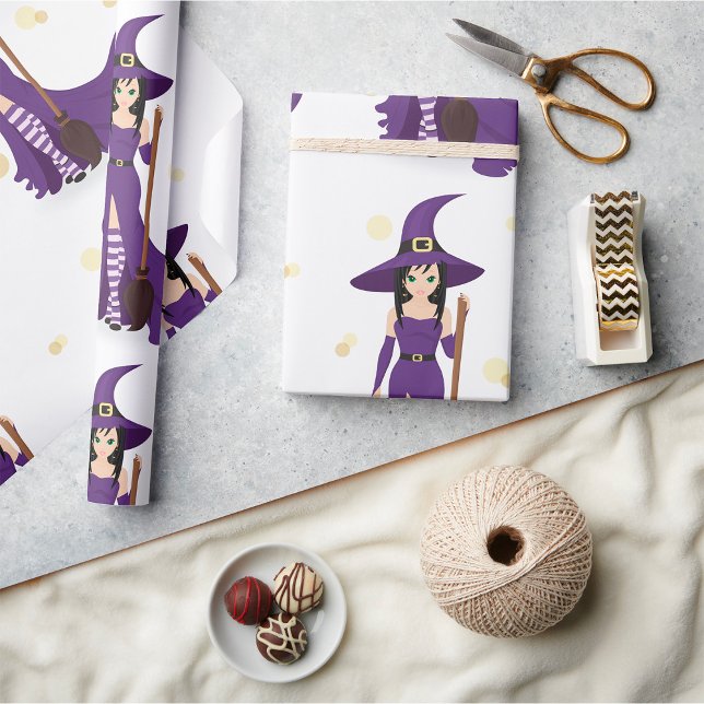 Witch And Broom Glossy Wrapping Paper (Creator Uploaded)