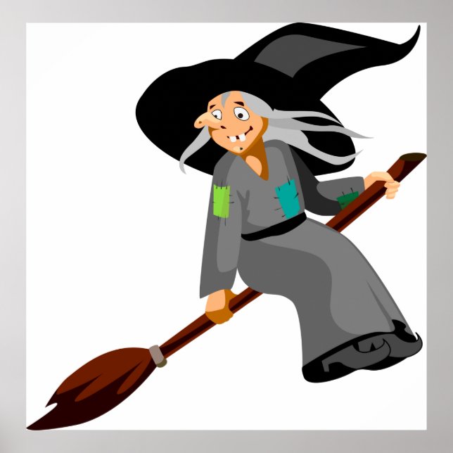 Witch And Broomstick Poster (Front)