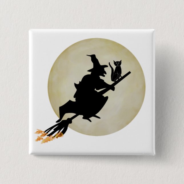 Witch and Cat 15 Cm Square Badge (Front)