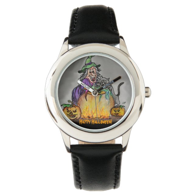 Witch and cat, Happy Halloween! Watch (Front)