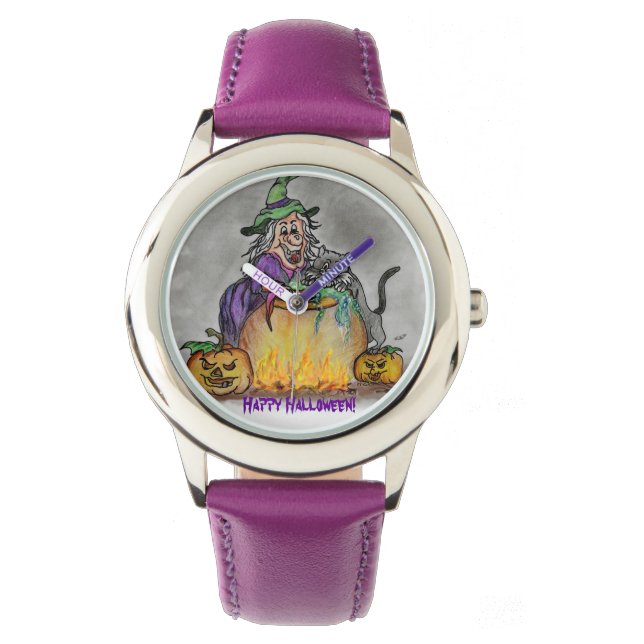 Witch and cat, Happy Halloween! Watch (Front)