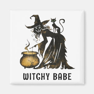 Witch and Cat Magnet
