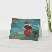 Witch and Cat on Broomstick