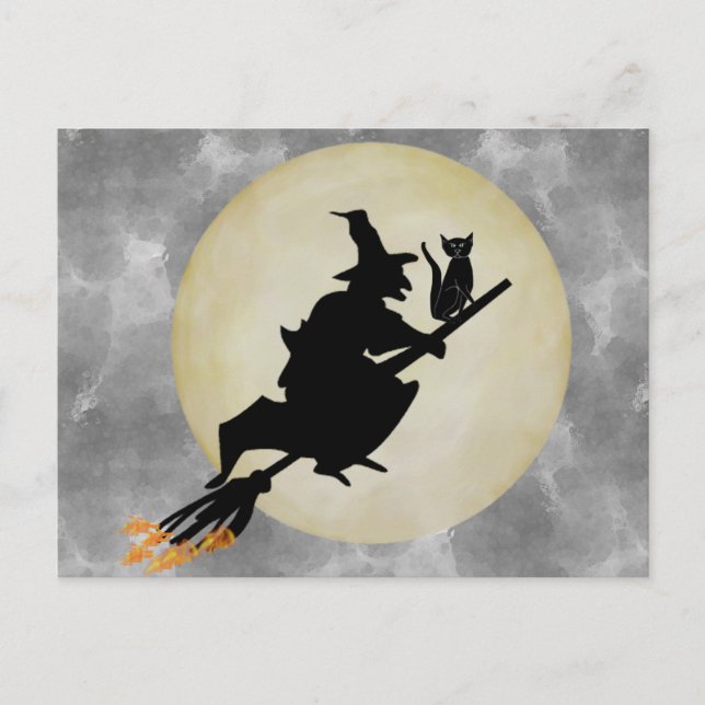 Witch and Cat Postcard (Front)