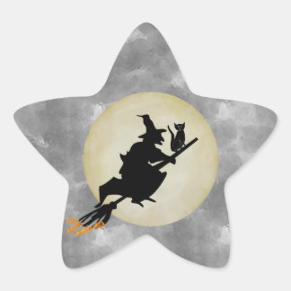 Witch and Cat Star Sticker
