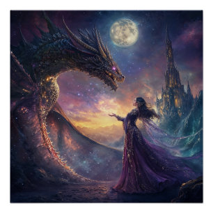 Witch and Dragon Poster