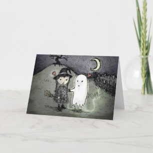 Witch and Ghost in Love Card