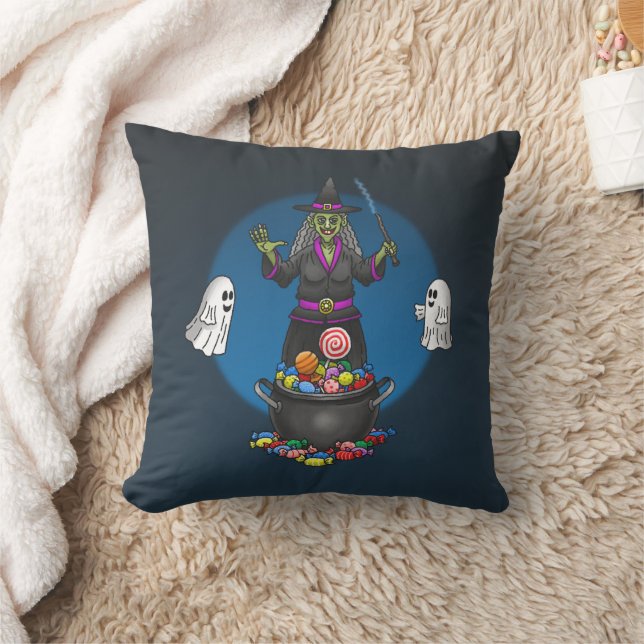 Witch and Ghosts Trick or Treat Halloween Cushion (Blanket)