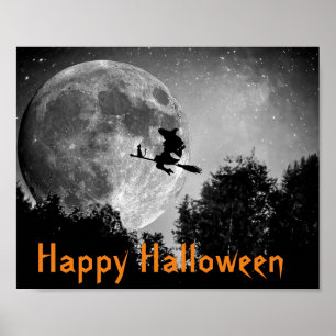 Witch and Moon Halloween Customisable Poster