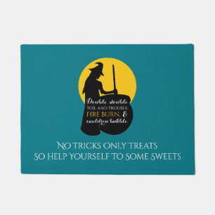 Witch and Moon Magic Spell Halloween Sign Doormat