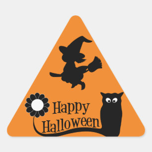 Witch And Owl Triangle Sticker