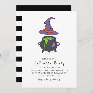 Witch and poison. Black and white Halloween party Invitation