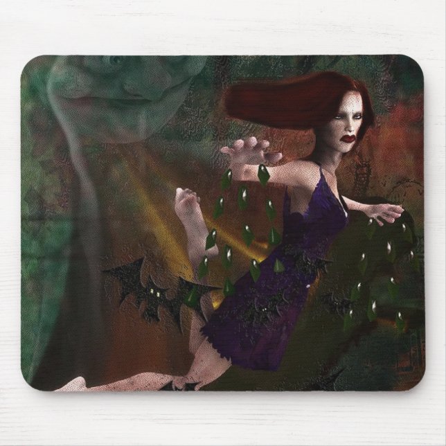 Witch and the Moon Mouse Mat (Front)
