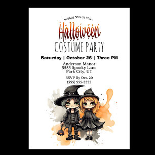 Witch and Warlock Halloween Party Invitation