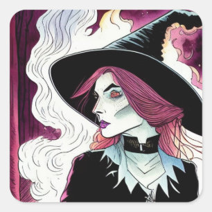 Witch and White Smoke Square Sticker